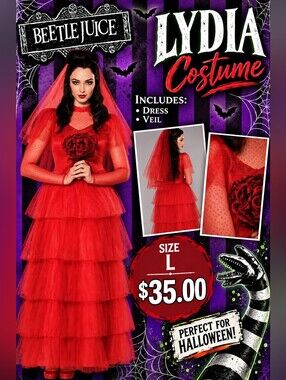 Beetlejuice LYDIA Wedding Dress With Veil